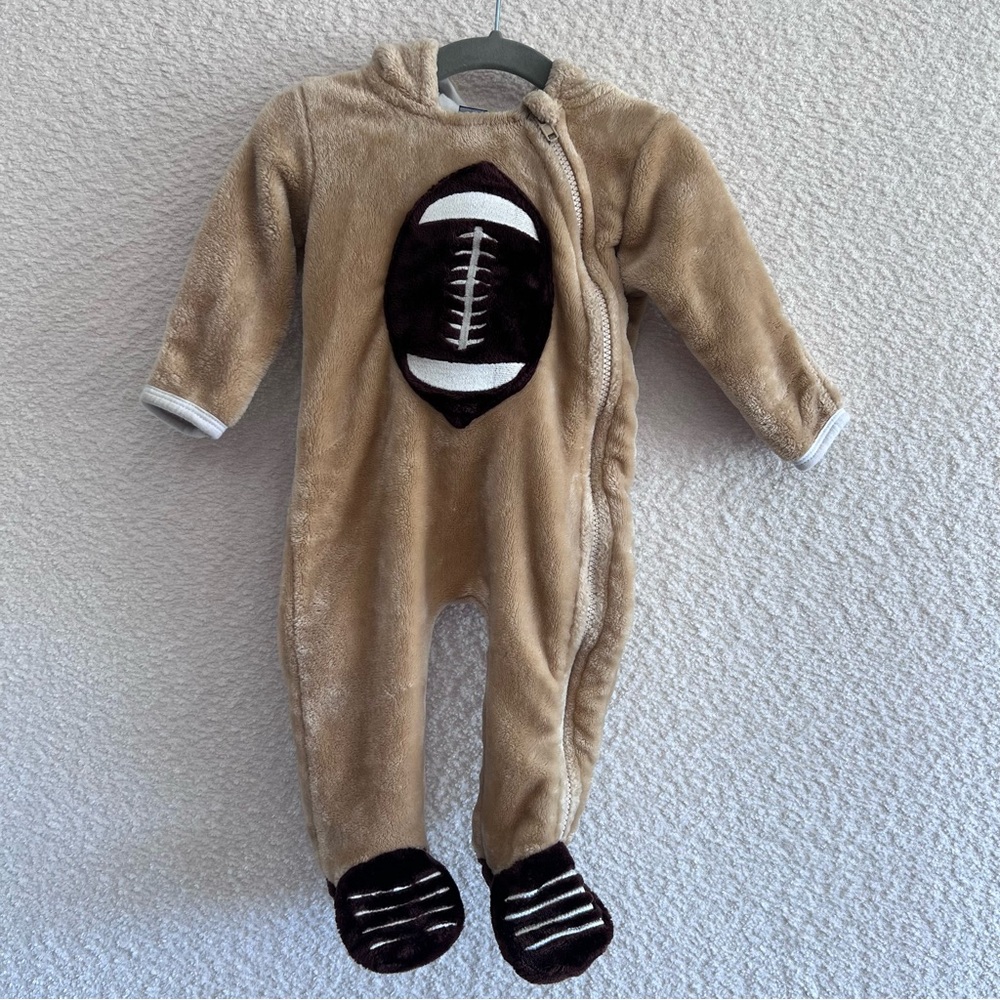 Mick Mack Infant Football Hooded Bunting One Piece Tan‎ Brown Size 3-6 Months